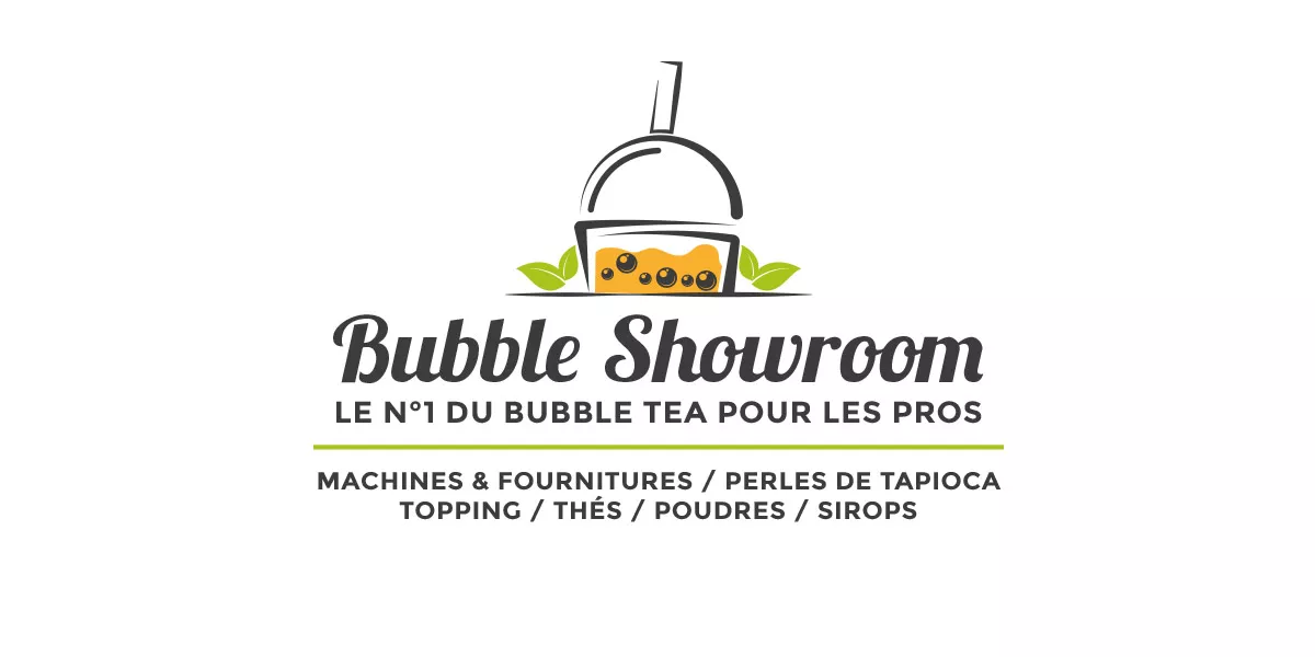 Logo et univers graphique de Bubble Showroom, bubble tea pour professionnels, création Nowaxx