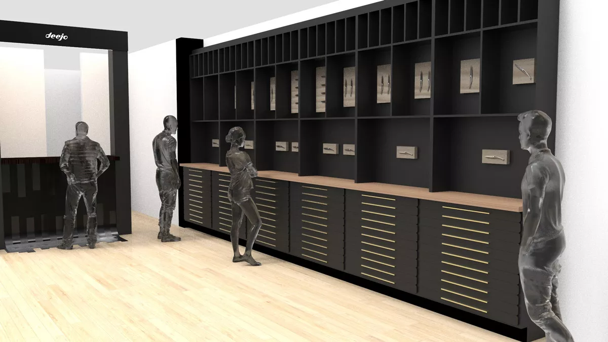 Aménagement de magasin et mobilier commercial en rendu 3D, agence de scénographie Nowaxx