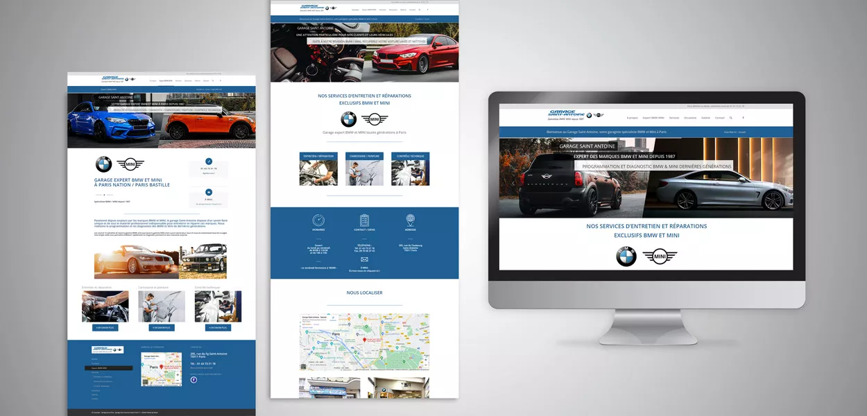Communication visuelle du Garage Saint-Antoine, garage BMW et MINI à Paris, par l'agence Nowaxx