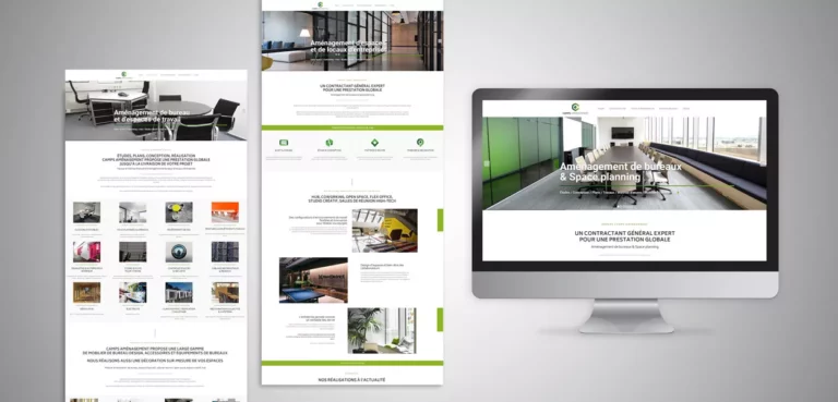 Supports de communication Groupe Camps pour l'aménagement de bureaux et le mobilier professionnel, agence Nowaxx Paris