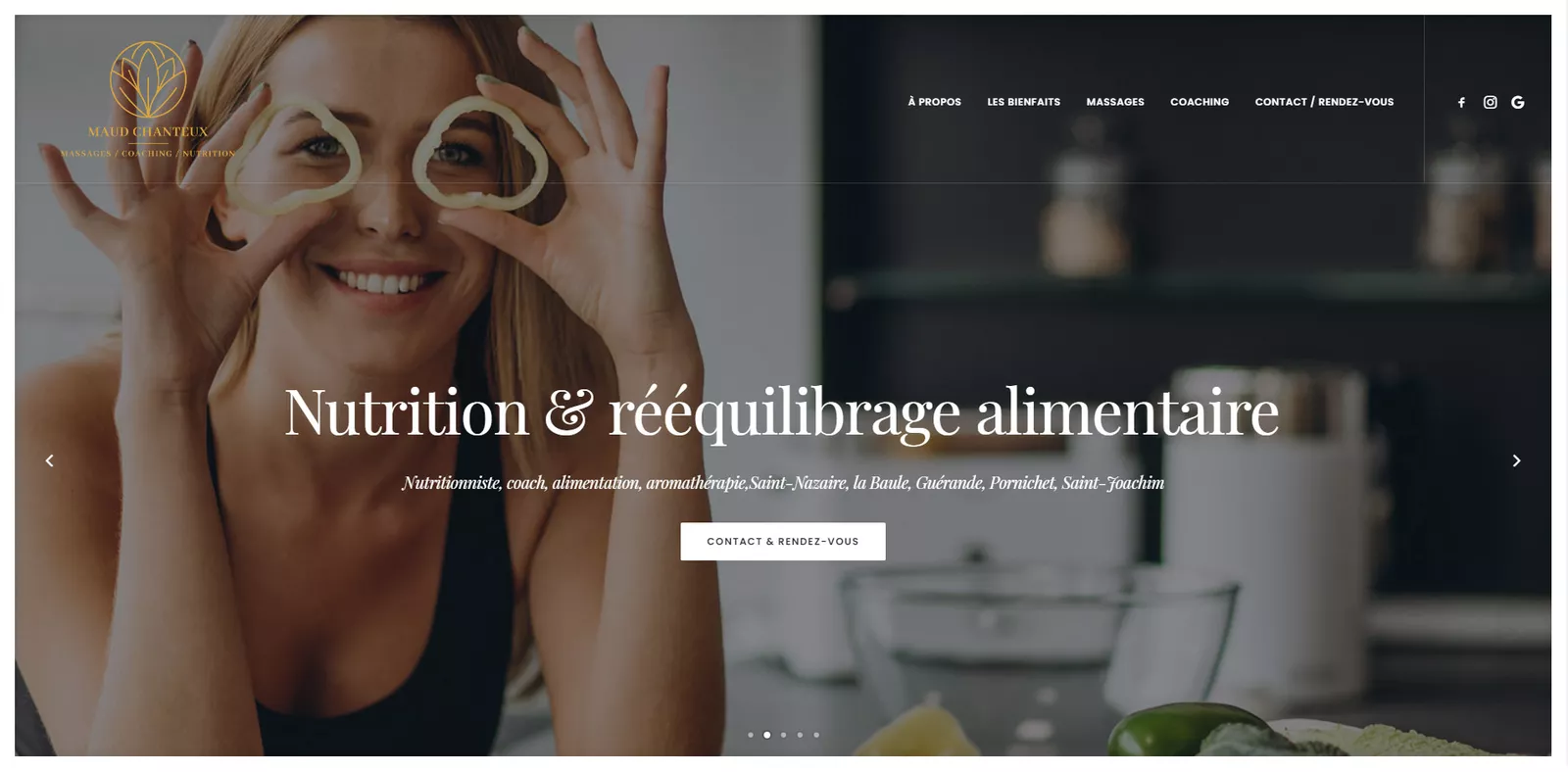 Page nutrition du site de Maud Chanteux, création de site pour nutritionniste par Nowaxx