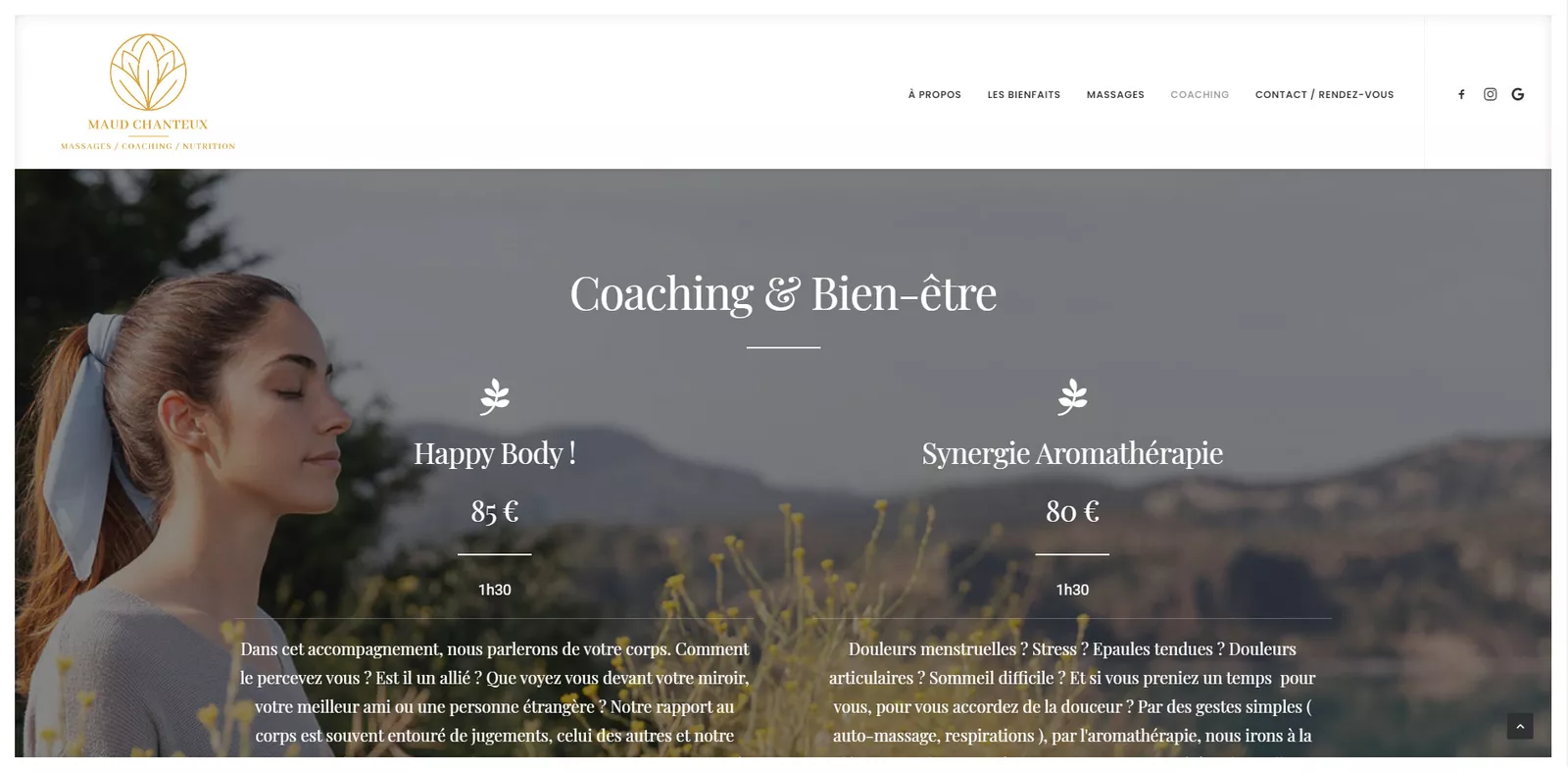 Web design et photographies du site de Maud Chanteux, réalisation Nowaxx