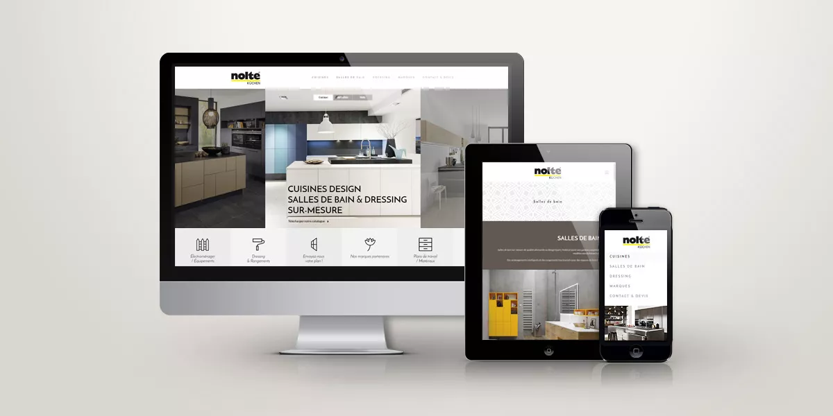 Site internet du showroom Nolte Küchen Antony, cuisiniste, agence de communication Nowaxx