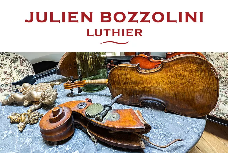 Atelier de lutherie Julien Bozzolini — site internet, graphisme et photos d'artisan luthier, réalisation Nowaxx
