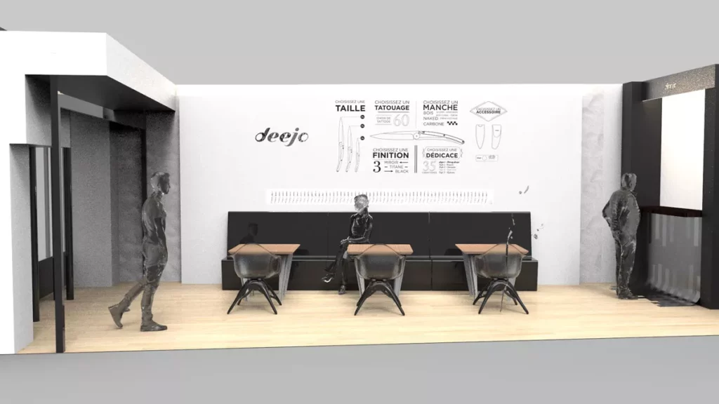 Deejo — scénographie, aménagement de boutique concept store et rendus 3D, réalisation Nowaxx