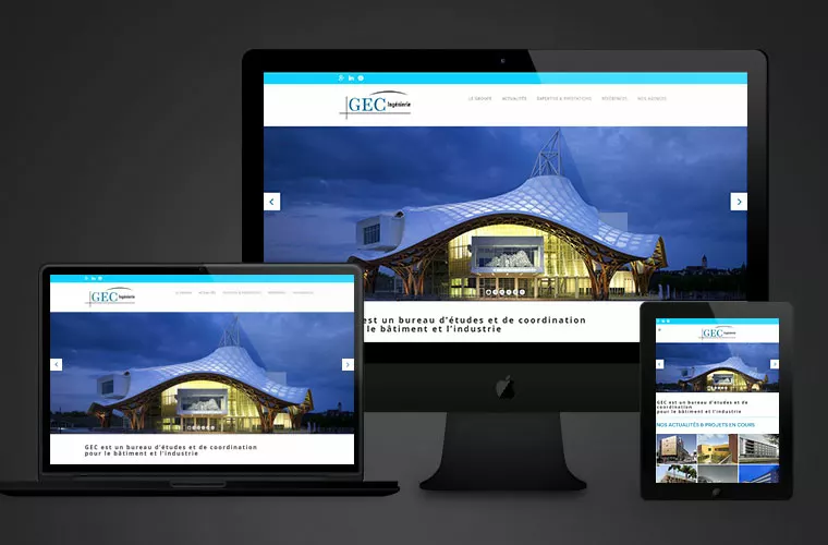 GEC Ingénierie — site internet, rédaction et référencement d'un bureau d'études, réalisation Nowaxx