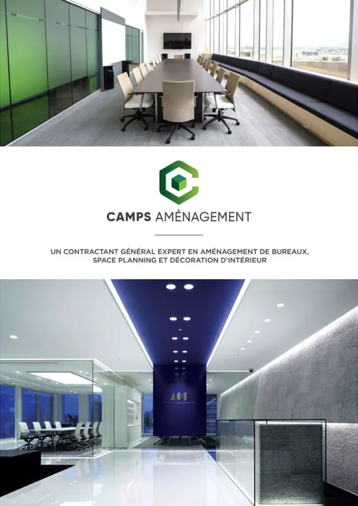 Groupe Camps — logo, site internet, référencement et brochure pour l'aménagement de bureaux, réalisation Nowaxx
