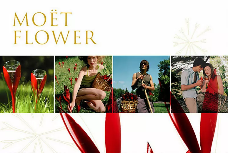 Moët & Chandon — guide retail merchandising « Moët Flower » et site internet, réalisation de l'agence Nowaxx
