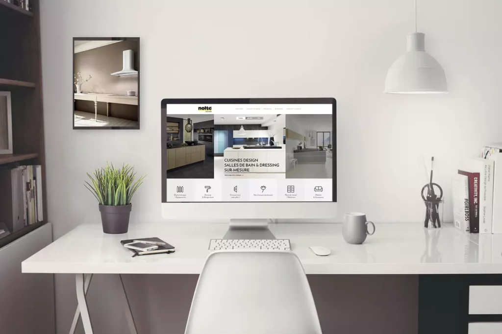 Nolte Küchen Antony — site internet, publicité, réseaux sociaux et catalogues pour un cuisiniste, réalisation Nowaxx