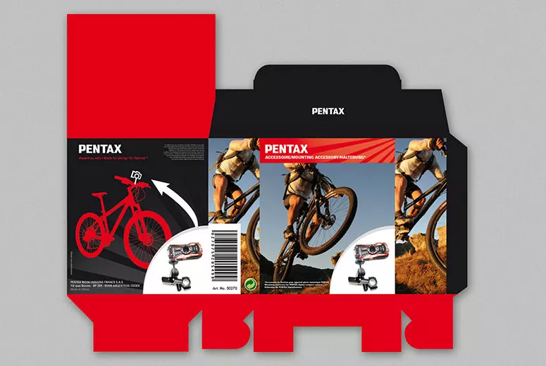 Pentax — packaging, édition et brochures produits, réalisation de l'agence Nowaxx