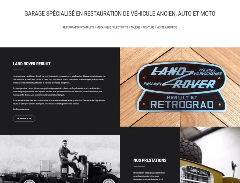 Retrograd — site internet d&rsquo;un garage auto-moto rétro