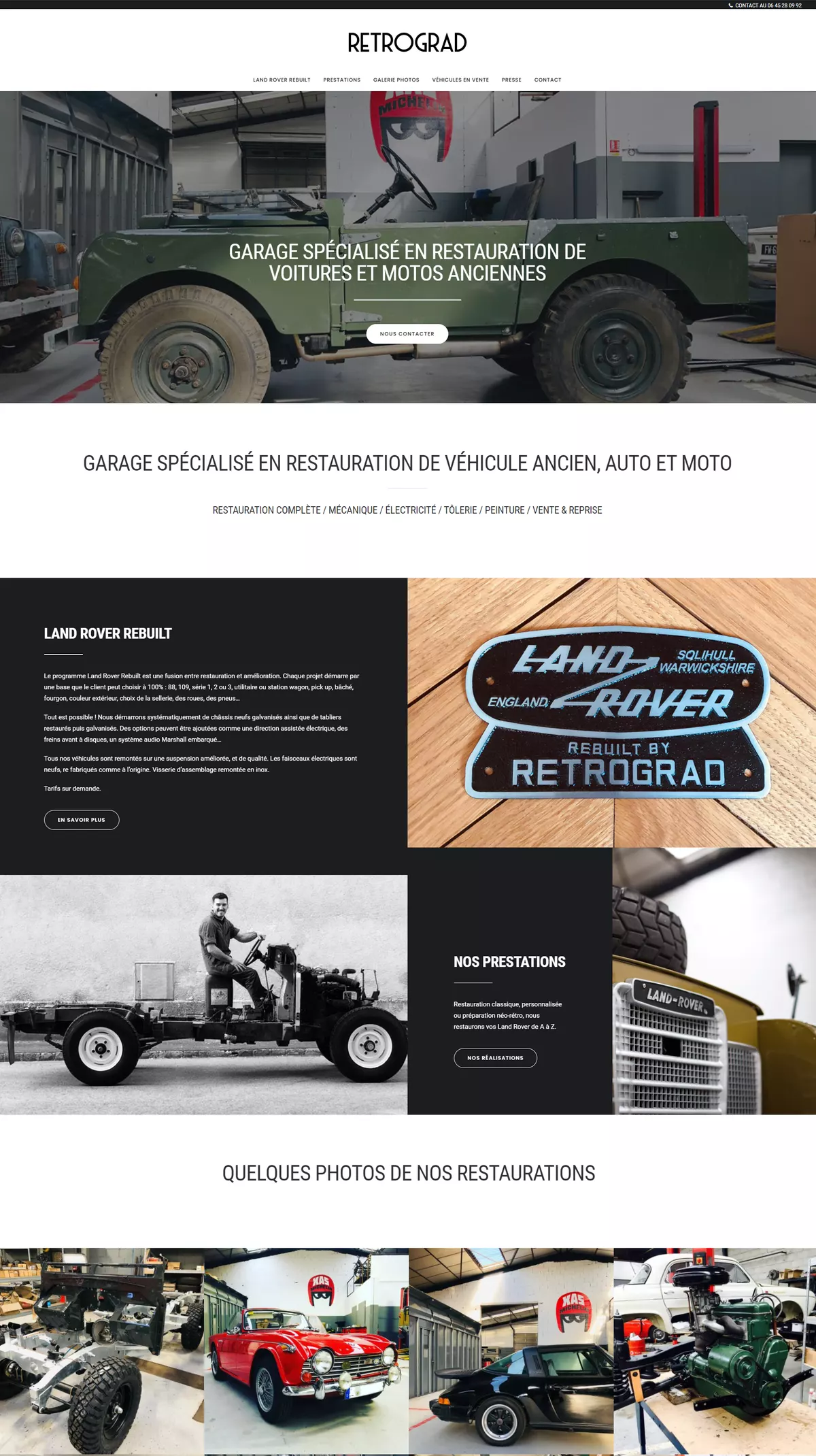 Retrograd — site internet d&rsquo;un garage auto-moto rétro