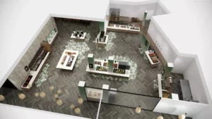 Rendu 3D architectural d'une cuisine professionnelle pour Ried Ingénierie, agence Nowaxx