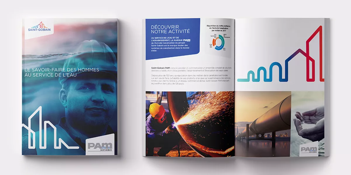 Rapport annuel de Saint-Gobain PAM mis en page et imprimé par l'agence Nowaxx