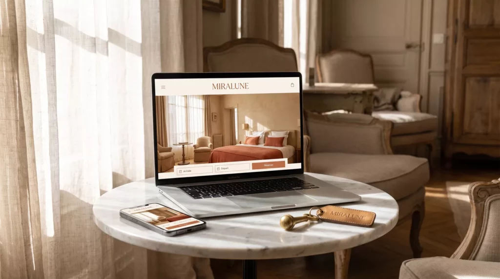 Site internet avec réservation en ligne pour l’Hôtel Miralune à Paris